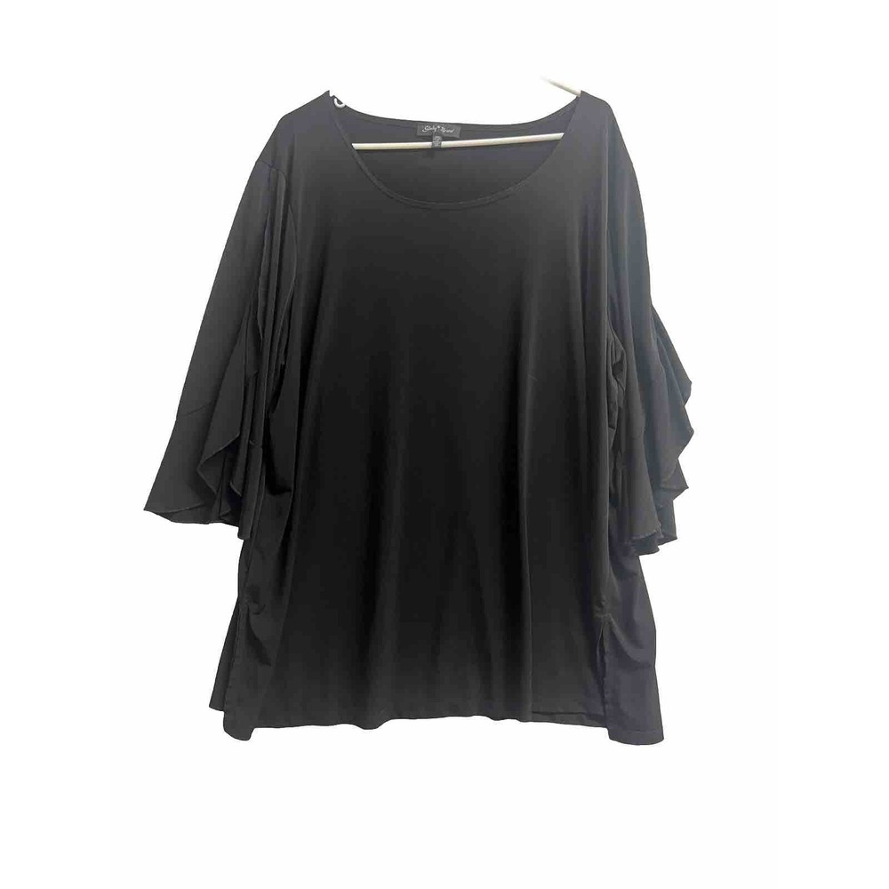 Slinky Brand Woman 3/4 Slv Black Sz 3X flutter slv NWOT